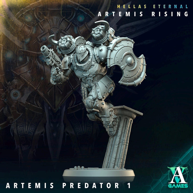 Sci-Fi Miniature Space Knight, Hellas Eternal Artemis Predator | 28mm,32mm, 54mm, 75mm,100mm Scales | Resin Mini | Archvillain Games - Only-Games