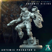 Sci-Fi Miniature Space Knight, Hellas Eternal Artemis Predator | 28mm,32mm, 54mm, 75mm,100mm Scales | Resin Mini | Archvillain Games - Only-Games