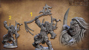 Orc Chief Fighter Barbarian with Battle Axe (2 options) DnD | 28mm, 32mm, 54mm, 75mm Scale Miniature | Dungeons and Dragons | Artisan Guild - Only-Games