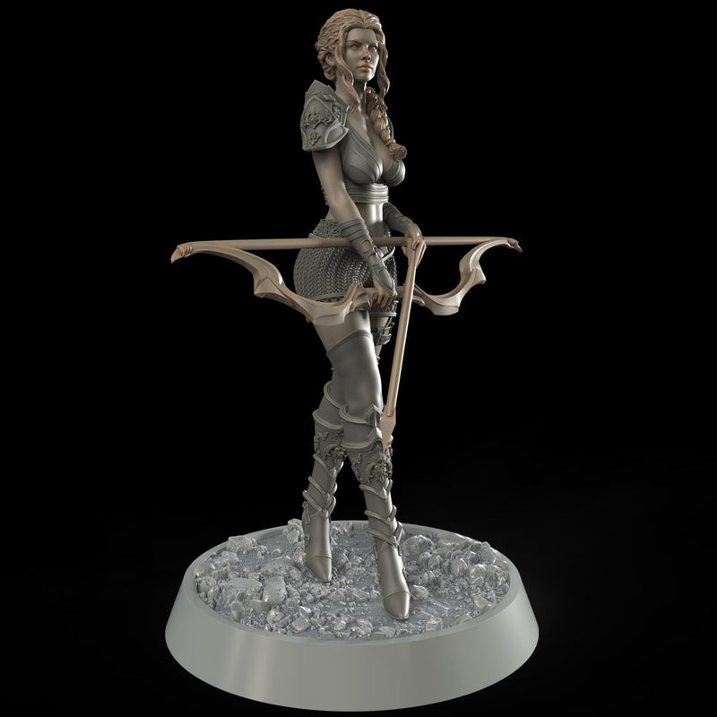 Female Elf, Human Fighter Ranger Sharpshooter, Mini | 28mm,32mm,54mm,75mm,100mm Scale | Resin Dungeons and Dragons D&D 5e  | Pathfinder - Only-Games