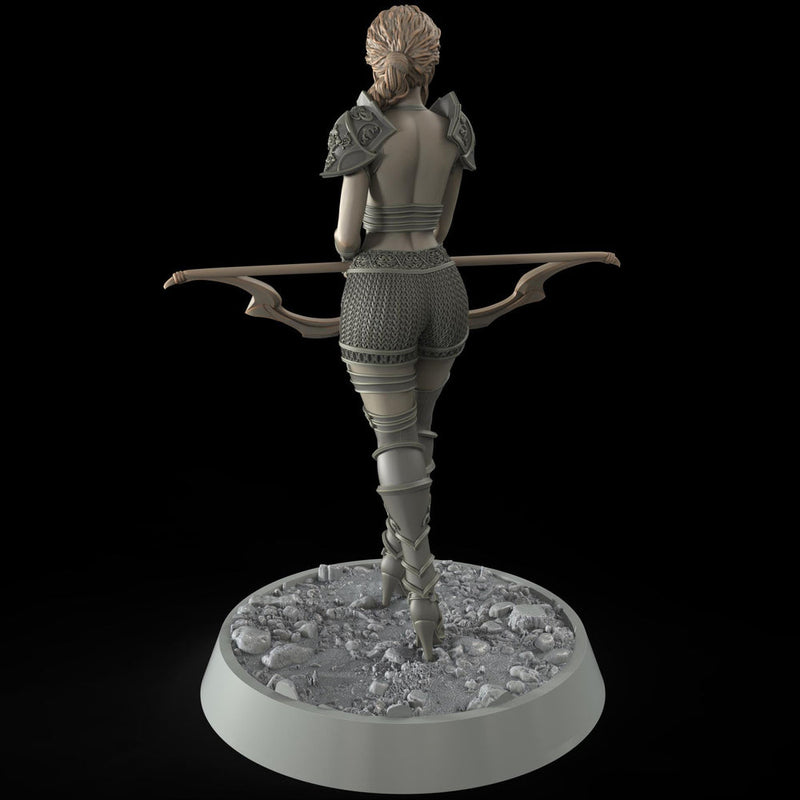 Female Elf, Human Fighter Ranger Sharpshooter, Mini | 28mm,32mm,54mm,75mm,100mm Scale | Resin Dungeons and Dragons D&D 5e  | Pathfinder - Only-Games