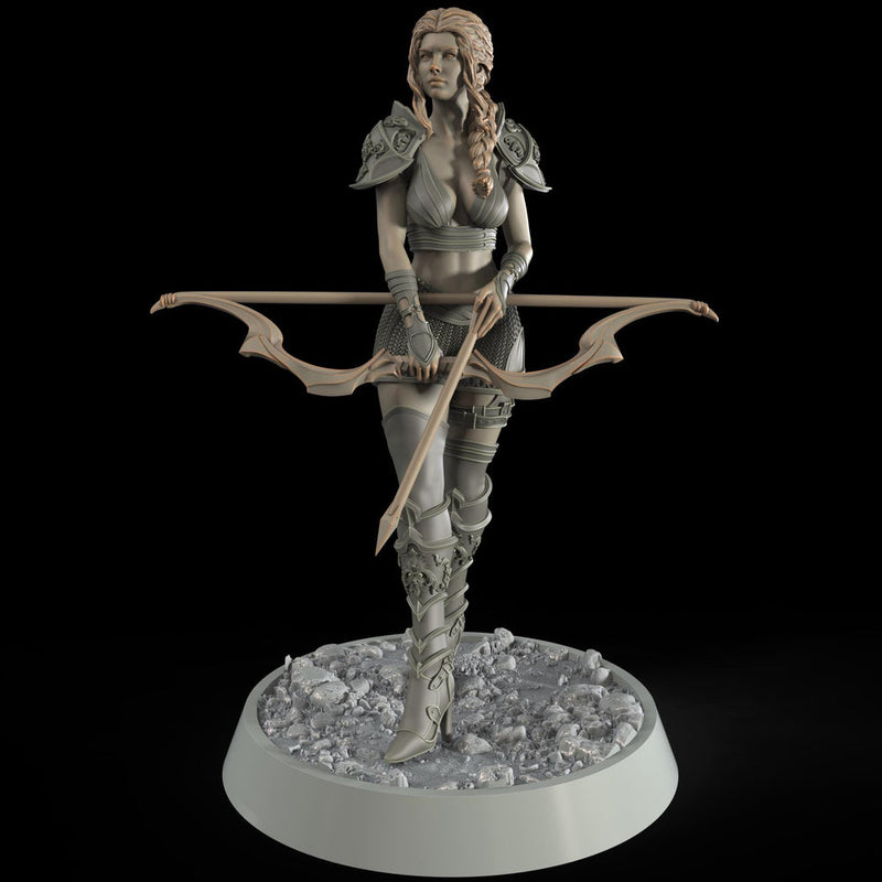 Female Elf, Human Fighter Ranger Sharpshooter, Mini | 28mm,32mm,54mm,75mm,100mm Scale | Resin Dungeons and Dragons D&D 5e  | Pathfinder - Only-Games
