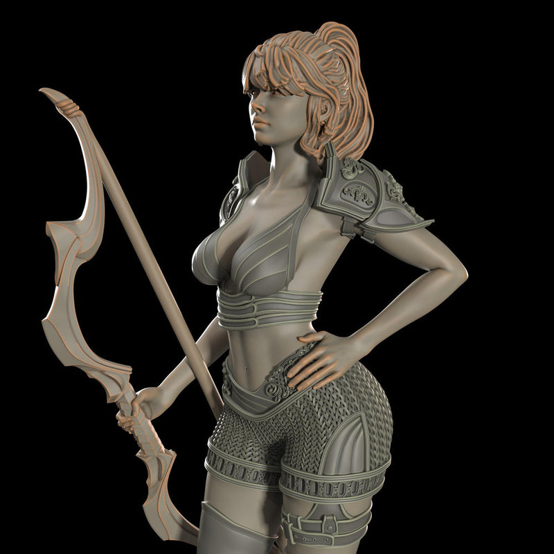 Female Elf, Human Fighter Ranger Sharpshooter, Mini | 28mm,32mm,54mm,75mm,100mm Scale | Resin Dungeons and Dragons D&D 5e  | Pathfinder - Only-Games