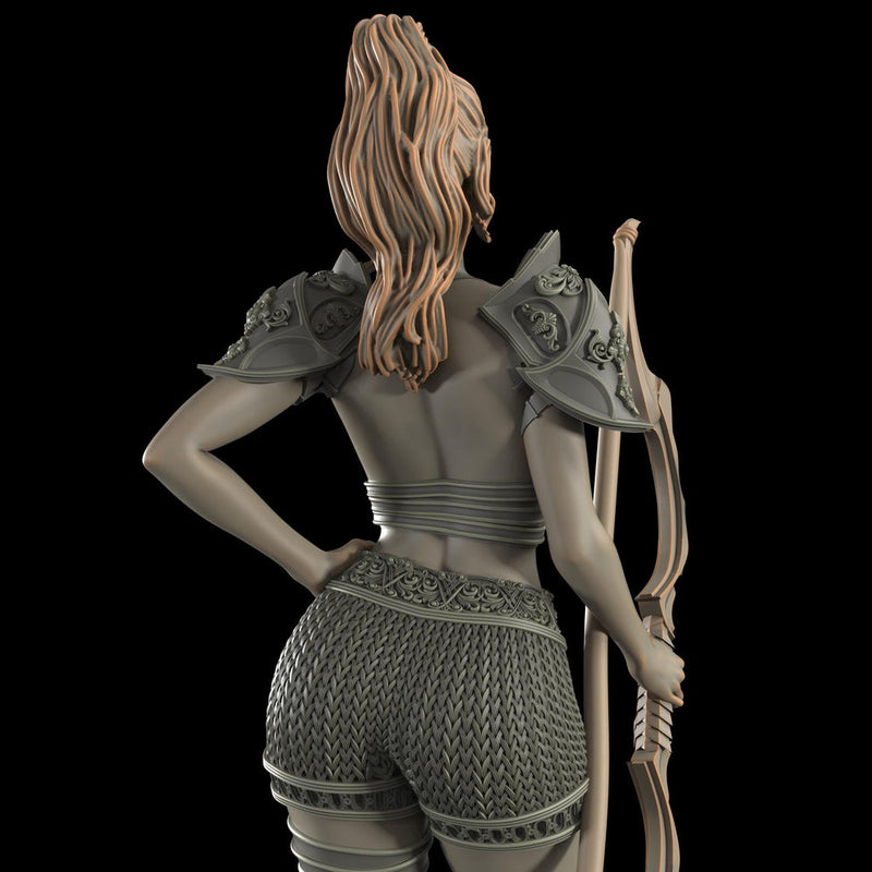 Female Elf, Human Fighter Ranger Sharpshooter, Mini | 28mm,32mm,54mm,75mm,100mm Scale | Resin Dungeons and Dragons D&D 5e  | Pathfinder - Only-Games