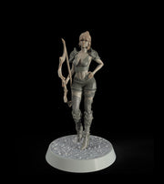 Female Elf, Human Fighter Ranger Sharpshooter, Mini | 28mm,32mm,54mm,75mm,100mm Scale | Resin Dungeons and Dragons D&D 5e  | Pathfinder - Only-Games