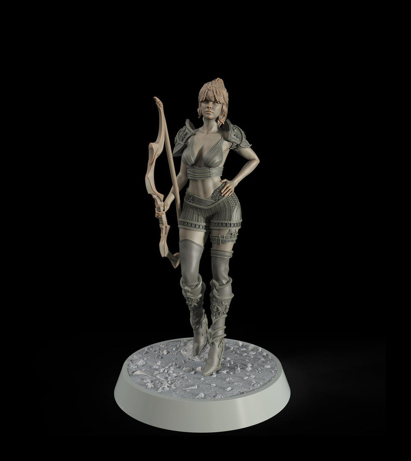 Female Elf, Human Fighter Ranger Sharpshooter, Mini | 28mm,32mm,54mm,75mm,100mm Scale | Resin Dungeons and Dragons D&D 5e  | Pathfinder - Only-Games