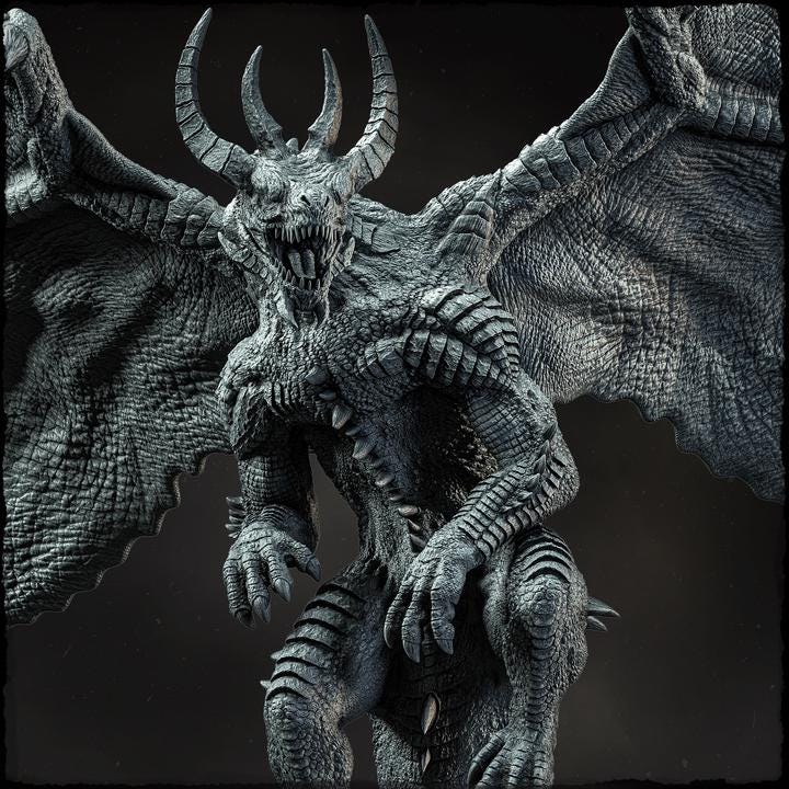 Chromatic Dragon (4 sizes) D&D  Miniature |  230mm Height,  220mm Wing Span | Resin Dragon Statue | Figurine | Dungeons and Dragons 5e - Only-Games