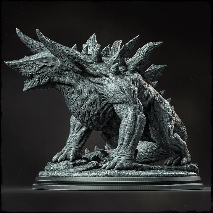 Kaiju, Behemoth, Tarrasque (4 sizes) D&D  Miniature | Torso 120mm Long,  80mm Height | Resin Statue | Figurine | Dungeons and Dragons 5e - Only-Games