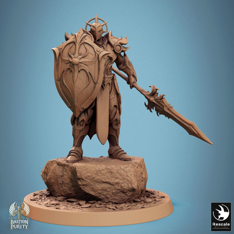 Human Paladin, Fighter Helm or No Helm, Sword n Spear PC / NPC, DnD 5e Unpainted Mini| 28mm, 32mm,54mm,75mm,100mm Scales |Dungeons & Dragons - Only-Games