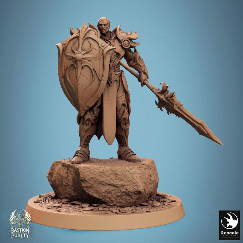 Human Paladin, Fighter Helm or No Helm, Sword n Spear PC / NPC, DnD 5e Unpainted Mini| 28mm, 32mm,54mm,75mm,100mm Scales |Dungeons & Dragons - Only-Games
