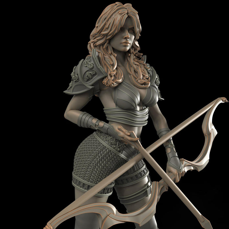 Female Sexy Human Fighter Ranger Sharpshooter, Unpainted | 28mm,32mm,54mm,75mm,100mm Scale | Resin Dungeons and Dragons D&D 5e  | Pathfinder - Only-Games