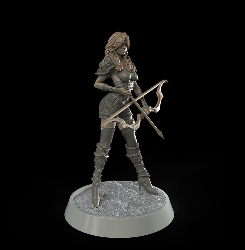 Female Sexy Human Fighter Ranger Sharpshooter, Unpainted | 28mm,32mm,54mm,75mm,100mm Scale | Resin Dungeons and Dragons D&D 5e  | Pathfinder - Only-Games