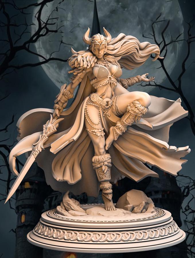 Human Female Barbarian, Fighter, Ranger PC NPC Miniature NSFW Topless versions | 28mm,32mm,54mm,75mm,100mm Scales |Dungeons & Dragons DnD 5e - Only-Games