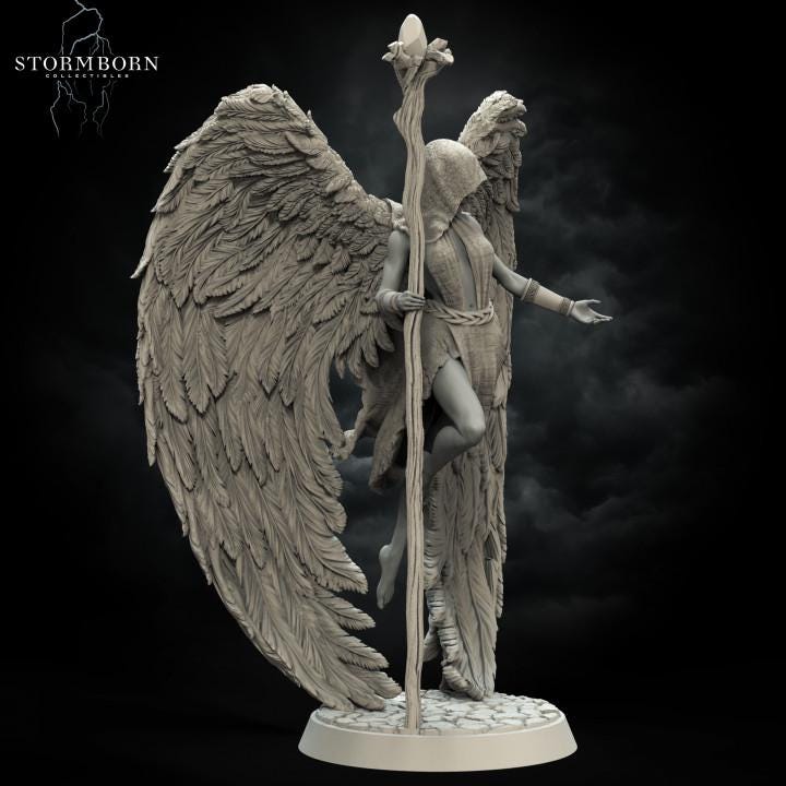 Female Celestial Angel PC NPC D&D Miniature | 28mm, 32mm, 54mm,75mm, 100mm Scales | Pathfinder Figure | Figurine unpainted | RPG Gift Idea - Only-Games