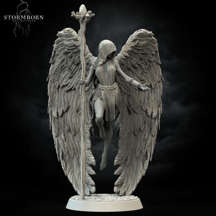 Female Celestial Angel PC NPC D&D Miniature | 28mm, 32mm, 54mm,75mm, 100mm Scales | Pathfinder Figure | Figurine unpainted | RPG Gift Idea - Only-Games