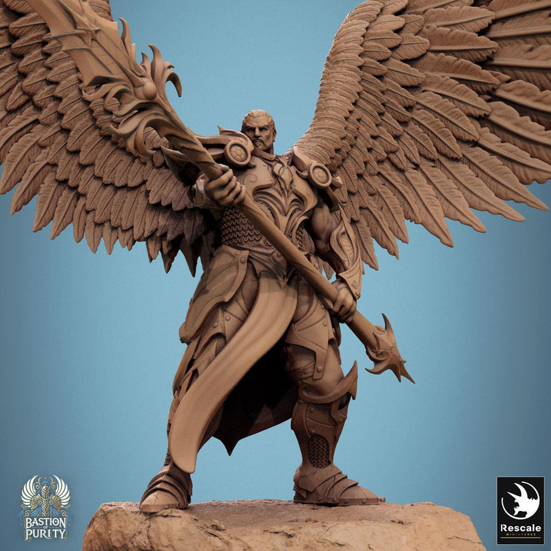 Winged Paladin, Male Celestial Angel, Solar, Deva (2 Poses), DnD 5e Unpainted Mini | 28mm, 32mm,54mm,75mm,100mm Scales |Dungeons & Dragons - Only-Games