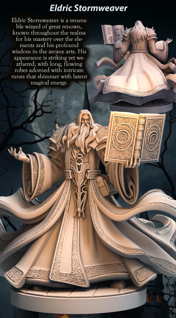 Human ArchMage Wizard PC NPC Miniature | 28mm,32mm,54mm,75mm,100mm Scales | Dungeons & Dragons figure gift idea DnD 5e | Pathfinder 2e | - Only-Games