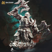 Dwarf Fighter Barbarian Dual Axes | Unpainted Miniature | 28mm, 32mm,54mm,75mm, 100mm Scales | Dungeons & Dragons 5e Pathfinder | DM Stash - Only-Games