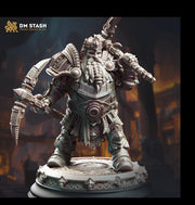 Dwarf Fighter General Dual PickAxes | Unpainted Miniature 28mm, 32mm,54mm,75mm, 100mm Scales | Dungeons & Dragons 5e Pathfinder | DM Stash - Only-Games