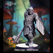Firbolg Cleric, Fighter with Mace & Shield | Miniature | 28mm, 32mm, 54mm, 75mm, 100mm Scales | Pathfinder Figure | DnD | Figurine unpainted - Only-Games