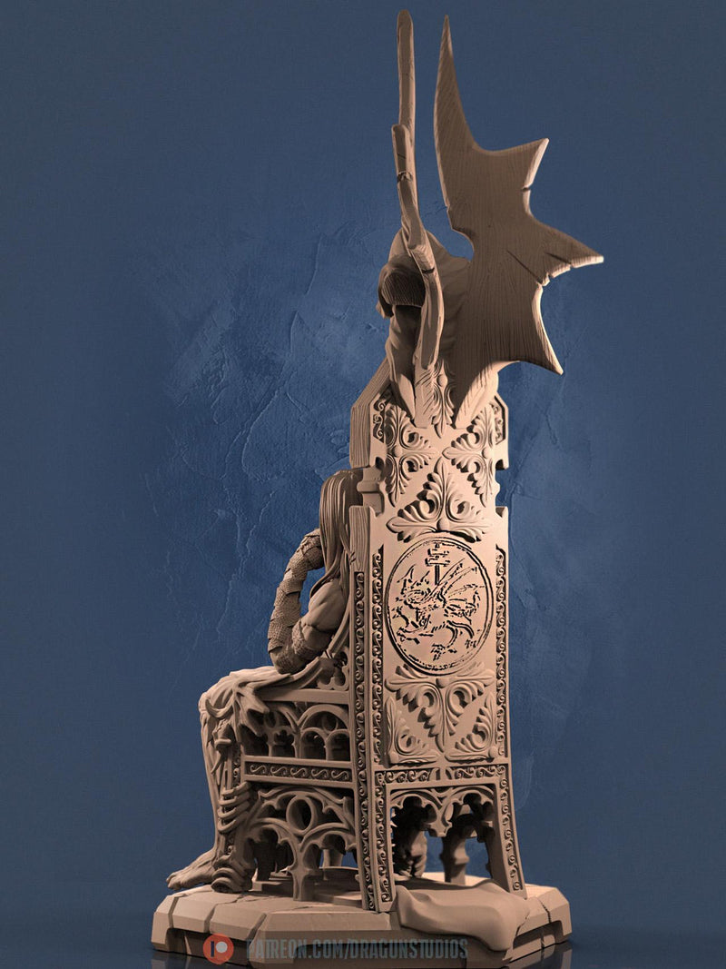 Vampire Lord Strahd on throne D&D 5e Unpainted Miniature| 28mm,32mm,54mm,75mm,100mm Scales | Pathfinder Figure | RPG | Figurine unpainted | - Only-Games