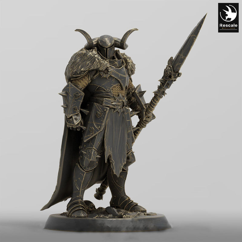 Oathbreaker Paladin, Fighter,Soldier Polemaster Spear, DnD Unpainted Miniature| 28mm, 32mm,54mm,75mm,100mm Scales | Dungeons & Dragons - Only-Games