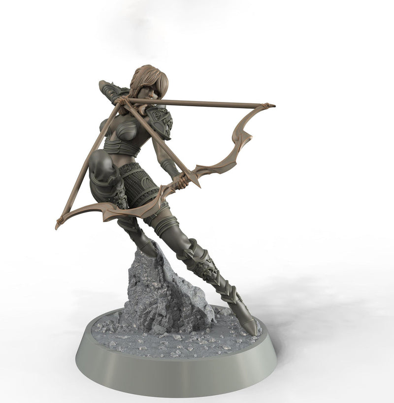 Female Sexy Human Fighter Ranger Sharpshooter, Unpainted | 28mm,32mm,54mm,75mm,100mm Scale | Resin Dungeons and Dragons D&D 5e  | Pathfinder - Only-Games