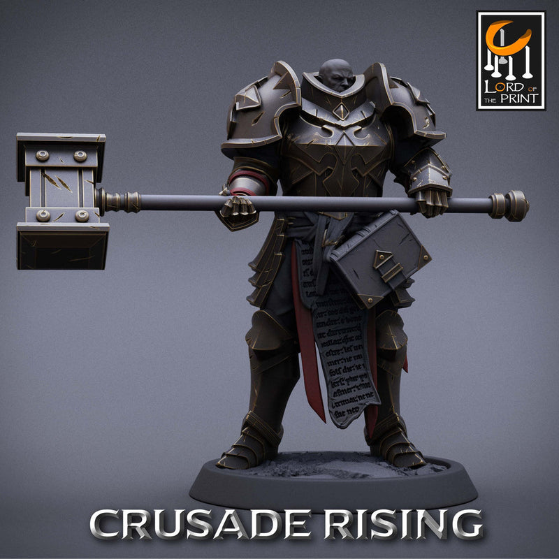 Paladin Knight Hammer Templar Unpainted Miniature | 28mm, 32mm,54mm,75mm, 100mm Scales | Dungeons and Dragons |Pathfinder |Lord of The Print - Only-Games