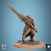 Human Paladin, Fighter Helm or No Helm, Polearm Master PC / NPC DnD 5e Unpainted Mini| 28mm, 32mm,54mm,75mm,100mm Scales |Dungeons & Dragons - Only-Games