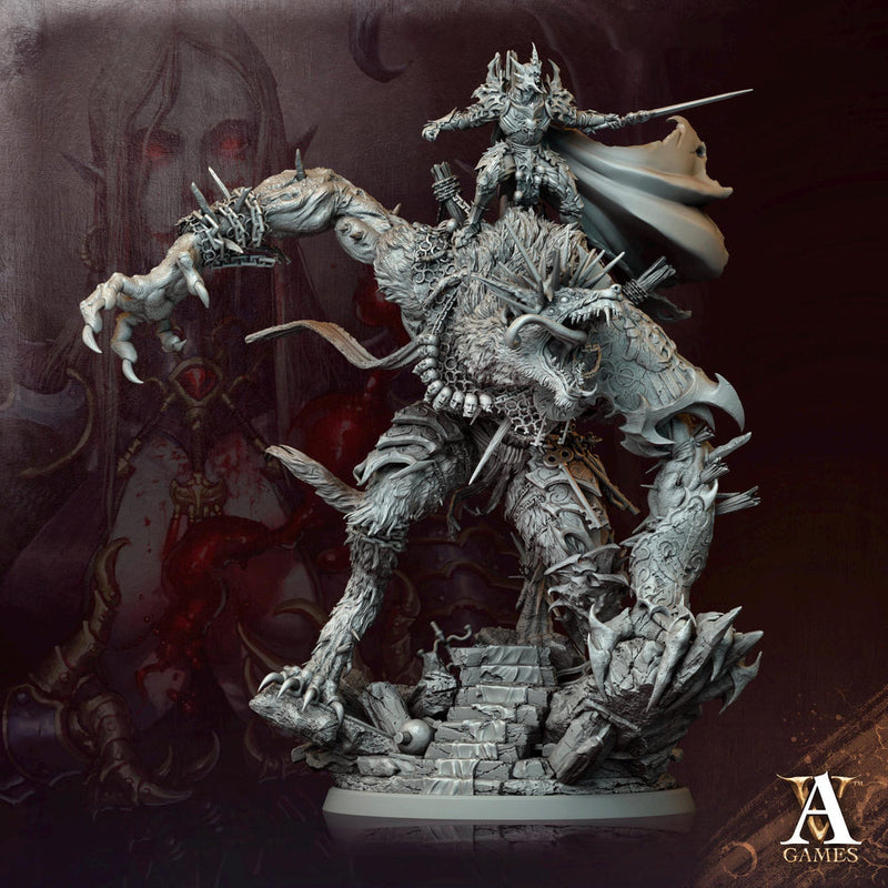 Vampire Lord on Gargantuan Vampiric Beast (3 size options) | 100mm base. 180mm tall to top of rider Head | Dungeons and Dragons |D&D 5e Gift - Only-Games