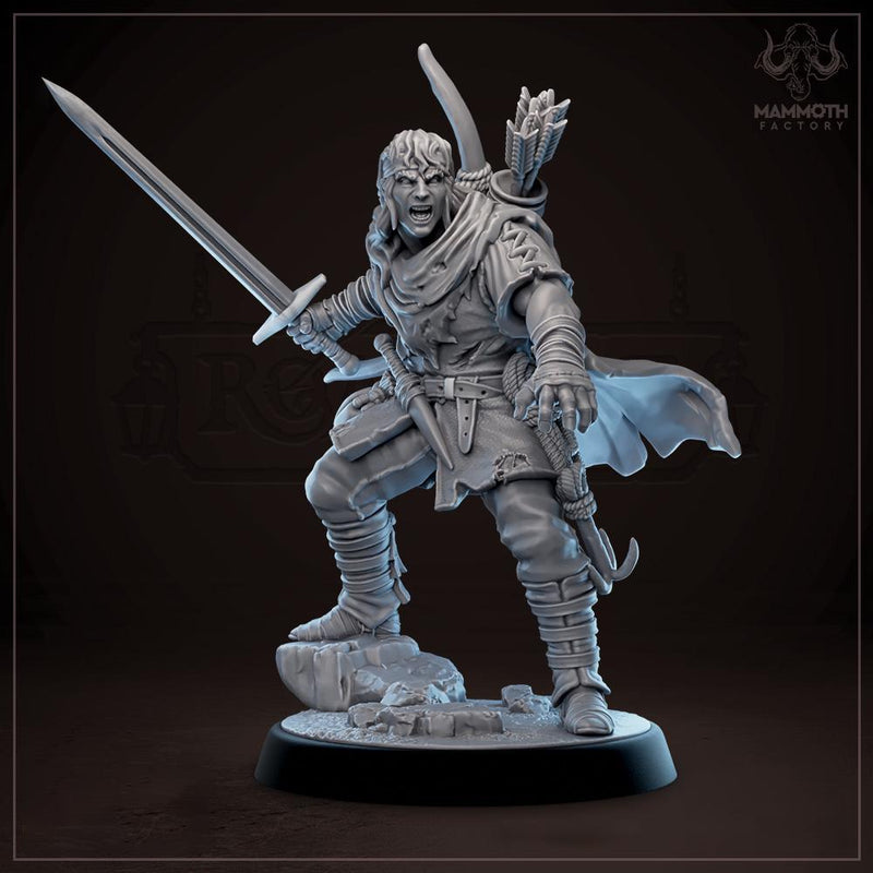 Human Male Ranger, Fighter, Rogue PC / NPC  | 28mm, 32mm,54mm,75mm,100mm Resin Miniature |Dungeons and Dragons |Mammoth Factory - Only-Games