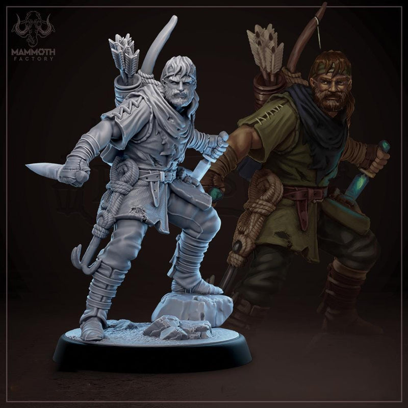 Human Male Ranger, Fighter, Rogue PC / NPC  | 28mm, 32mm,54mm,75mm,100mm Resin Miniature |Dungeons and Dragons |Mammoth Factory - Only-Games