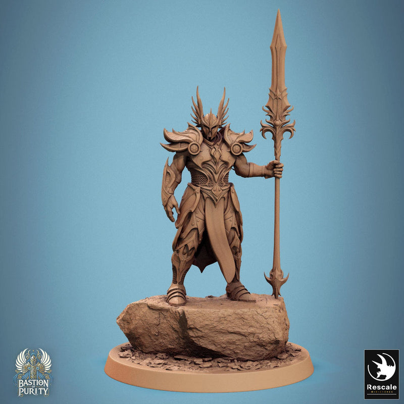 Human Paladin, Fighter Helm or No Helm, Polearm Spear PC / NPC, DnD 5e Unpainted Mini| 28mm, 32mm,54mm,75mm,100mm Scales |Dungeons & Dragons - Only-Games