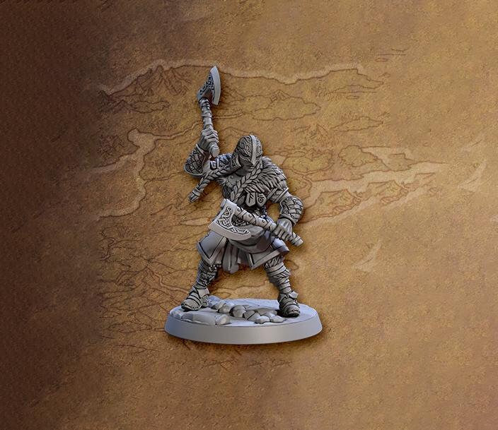 Female Ranger Fighter Dual Axes | 28mm, 32mm, 54mm,75mm,100mm Scale Resin Miniature Dungeons and Dragons D&D Pathfinder | Artisan Guild - Only-Games