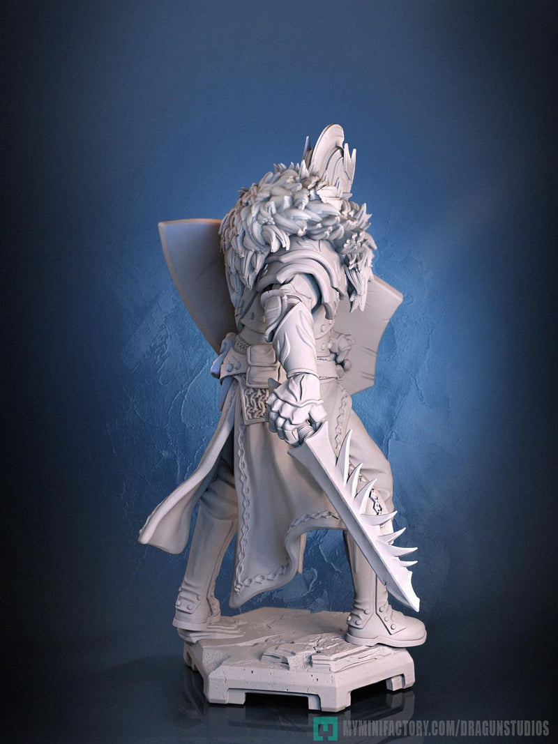 Human Paladin Fighter Sword & Shield |Unpainted Miniature| 5 Sizes/Scales | Pathfinder Figure | DnD | Figurine - Only-Games