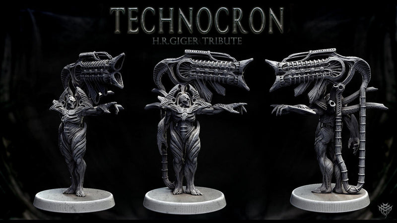 Sci-Fi Miniature Robot Infantry, H.R Giger Style | Base Diameter Sizes: 25mm,32mm, 50mm, 65mm,80mm | Resin Mini | Mini Monster Mayhem - Only-Games