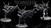Sci-Fi Miniature Robot Infantry, H.R Giger Style | Base Diameter Sizes: 25mm,32mm, 50mm, 65mm,80mm | Resin Mini | Mini Monster Mayhem - Only-Games