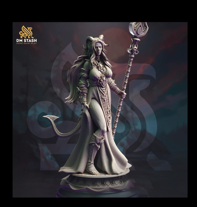 Tiefling Female Cleric, Sorcerer, Wizard PC NPC Miniature | 5 Sizes /Scales | Dungeons and Dragons - Only-Games