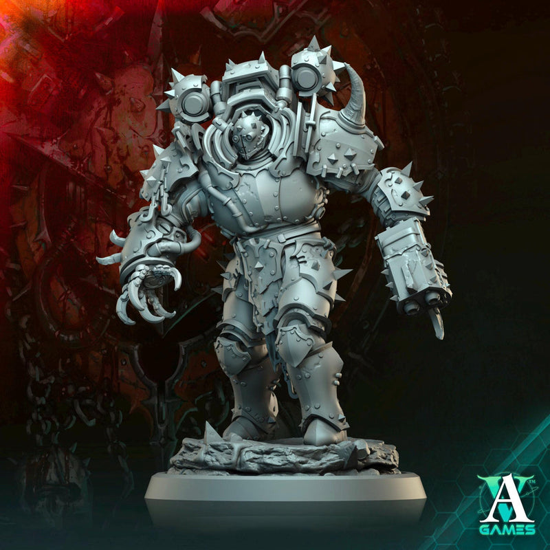 Sci-Fi Miniature Chaos Space Knight, Hellscape Praetorian | 28mm,32mm, 54mm, 75mm,100mm Scales | Resin Mini | Archvillain Games - Only-Games
