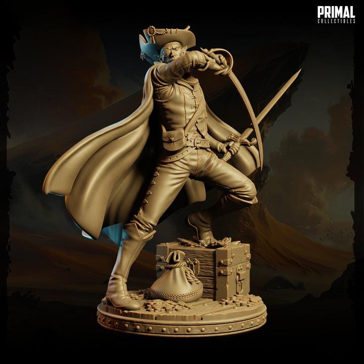 Legendary Dark Elf Mercenary Swashbuckler Leader PC / NPC Miniature | 28mm,32mm,54mm,75mm,100mm Scales | Dungeons and Dragons | Pathfinder | - Only-Games