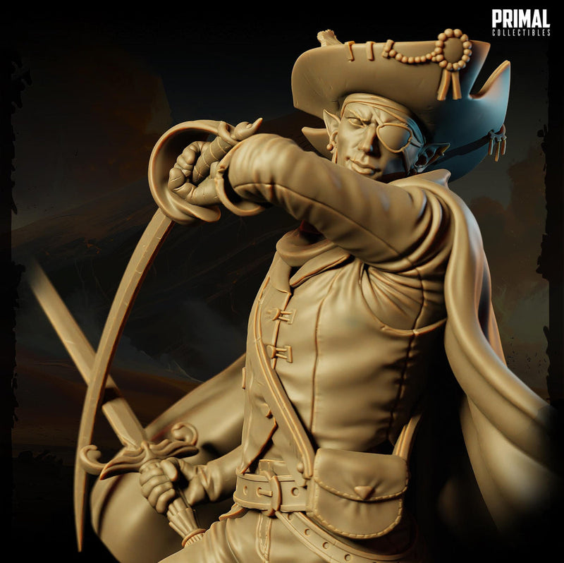 Legendary Dark Elf Mercenary Swashbuckler Leader PC / NPC Miniature | 28mm,32mm,54mm,75mm,100mm Scales | Dungeons and Dragons | Pathfinder | - Only-Games