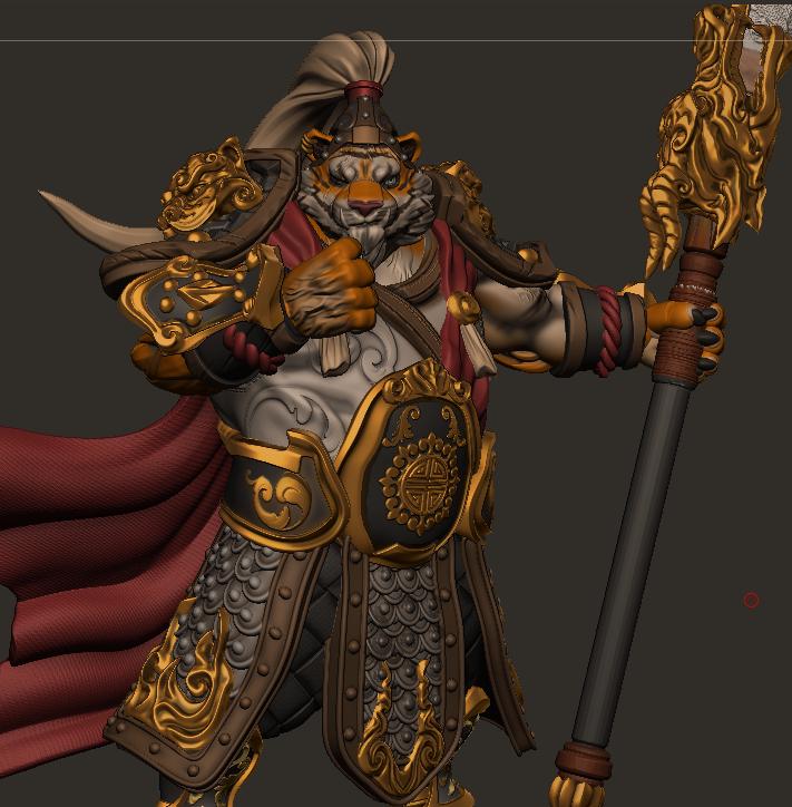 TigerFolk Fighter Polearm Battle Master, Paladin, Leonin, Tabaxi  | 28mm,32mm,54mm,75mm,100mm Scales| Dungeons and Dragons D&D 5e Pathfinder - Only-Games