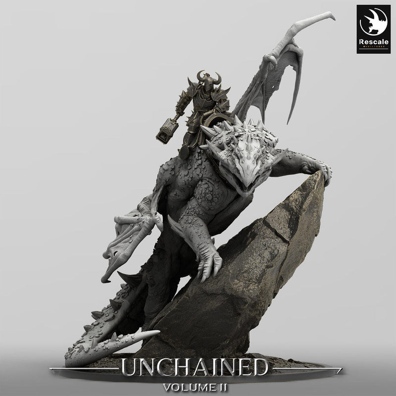 Gargantuan Volcanic Dragon with Rider | Resin Miniature | 28mm, 32mm Scales | Dragon Queen | Dungeons and Dragons| Flesh of Gods - Only-Games