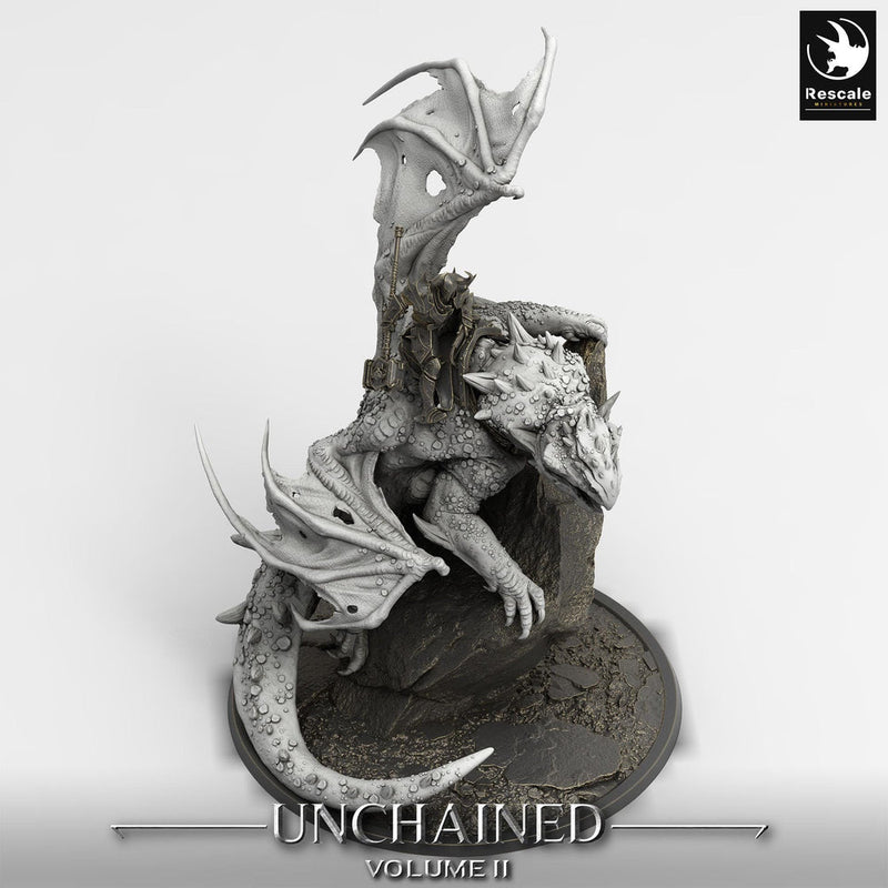 Gargantuan Volcanic Dragon with Rider | Resin Miniature | 28mm, 32mm Scales | Dragon Queen | Dungeons and Dragons| Flesh of Gods - Only-Games
