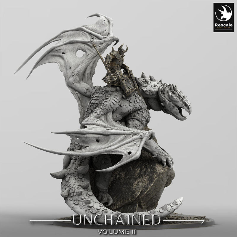 Gargantuan Volcanic Dragon with Rider | Resin Miniature | 28mm, 32mm Scales | Dragon Queen | Dungeons and Dragons| Flesh of Gods - Only-Games