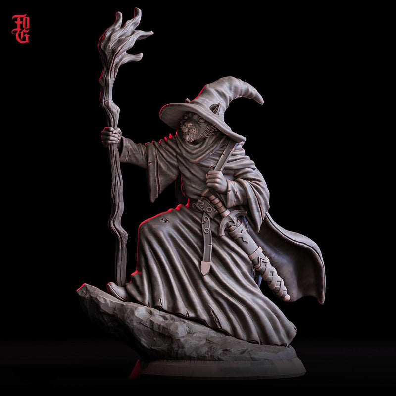 Tabaxi ,Wizard, Sorcerer -Werepanther,Werecat, Catfolk | 28mm,32mm,54mm,75mm,100mm Scales |PC Mini D&D 5e Pathfinder Figurine |Flesh of Gods - Only-Games