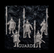 Samurai Guards Set, Fighter Battle Master, Samurai, Polearm Master | DnD Unpainted Miniature 28mm,32mm,54mm,75mm,100mm Scale Figure DnD mini - Only-Games