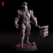 Warforged Paladin, Fighter, Battle Hammer Miniature | 28mm,32mm,54mm,75mm,100mm Scale   | Dungeons and Dragons D&D Pathfinder |Flesh of Gods - Only-Games
