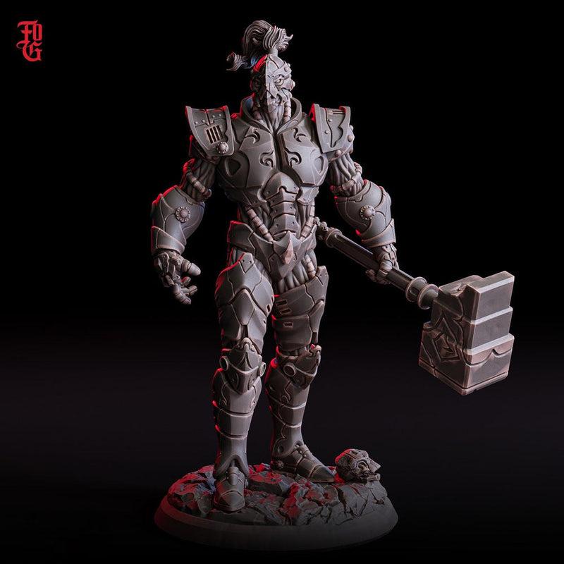 Warforged Paladin, Fighter, Battle Hammer Miniature | 28mm,32mm,54mm,75mm,100mm Scale   | Dungeons and Dragons D&D Pathfinder |Flesh of Gods - Only-Games