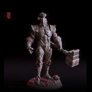 Warforged Paladin, Fighter, Battle Hammer Miniature | 28mm,32mm,54mm,75mm,100mm Scale   | Dungeons and Dragons D&D Pathfinder |Flesh of Gods - Only-Games